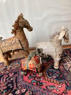 Drie paardjes uit India vintage met spiegels en authentieke, Ophalen of Verzenden