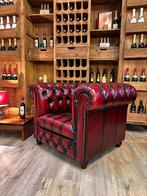 Chesterfield club fauteuil antiek rood leer, Huis en Inrichting, Fauteuils, Ophalen, Info@chesterfieldjunkie.nl, Gosem engelsstraat