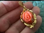 Geweldige antieke gouden set ring en hanger Bloedkoraal 18 k, Verzenden, Zo goed als nieuw, Goud, Goud