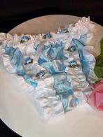 Blue satin tanga bikini  baby blue and roses, Handmade, Verzenden, Blauw, Slip