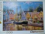 Clementoni puzzel fantasy pastel kleuren bootjes en huizen, Minder dan 500 stukjes, Ophalen of Verzenden, Zo goed als nieuw