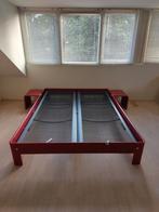 Auping Auronde kersenrood 160 x 210 met bedtafeltjes, Ophalen, 210 cm, Tweepersoons, 160 cm