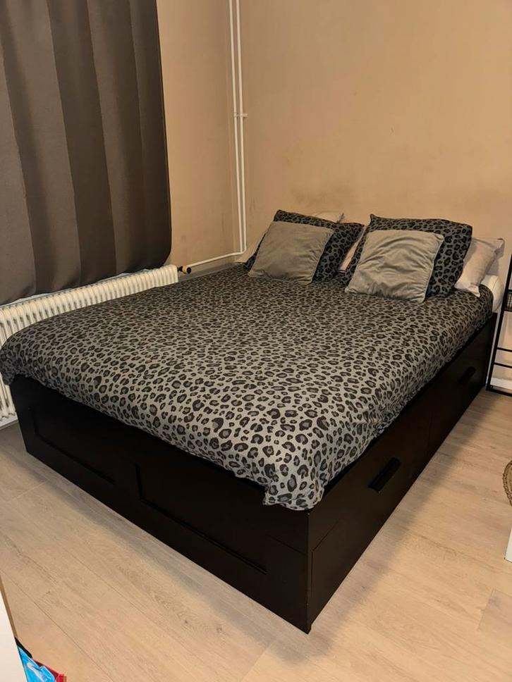 IKEA Brimnes bed met ruime lades 160x200cm - zsm ophalen, Huis en Inrichting, Slaapkamer | Bedden, Gebruikt, Tweepersoons, 160 cm