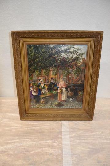 Schilderij William Dart Sfeervolle Oud Hollandse Marktscene beschikbaar voor biedingen