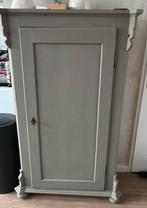 Antieke grenen kast/meidenkast - Krijtverf taupe/groen, Antiek en Kunst, Antiek | Meubels | Kasten, Ophalen
