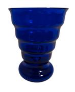 Blauwe vaas Leerdam K.P.C. de Bazel voor Leerdam geribbeld, Ophalen, Blauw, Minder dan 50 cm, Glas