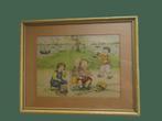 Chinese tekening Vissende kinderen~Antieke Tekening ~Hout, Antiek en Kunst, Ophalen of Verzenden