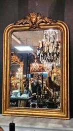 Antieke bladgouden kuifspiegel.., Ophalen of Verzenden, Rechthoekig, Minder dan 50 cm