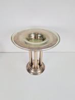 Art deco verzilverd metalen center piece glazen schaal '30, Ophalen of Verzenden