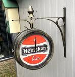 Te koop mancave brons kleurige Heineken cafe stations klok ., Ophalen of Verzenden, Zo goed als nieuw, Overige typen, Heineken
