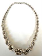 Zilveren korte brede touw ketting, Sieraden, Tassen en Uiterlijk, Kettingen, Zo goed als nieuw, Zilver, Zilver, Verzenden
