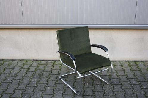 Zeldzaam jaren 30 fauteuiltje. Vermoedelijk Gispen, Huis en Inrichting, Fauteuils, Gebruikt, Metaal, Stof, 50 tot 75 cm, 75 tot 100 cm