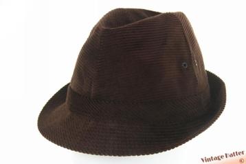 Vintage vissershoed trilby bruin ribfluweel 57,5 beschikbaar voor biedingen