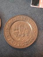 Antiek Koperen Wandbord met Voorstelling, Ophalen
