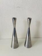 Aluminium Ikea kandelaars (2) jaren 90, Gebruikt, Ophalen of Verzenden, Metaal, Grijs