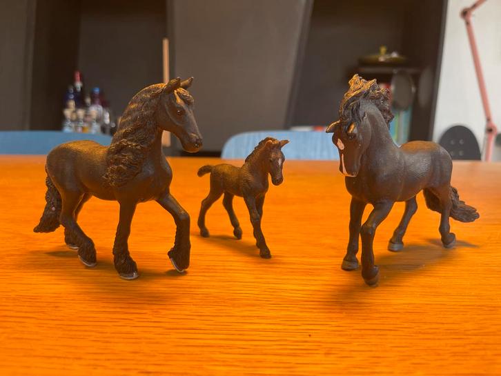 Zwarte Schleich Paarden: Hengst, Friese Merrie & Veulen, Kinderen en Baby's, Speelgoed | Overig, Zo goed als nieuw, Jongen of Meisje