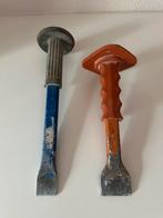 2 stevige steenbeitels / platte beitels met handbescherming, Ophalen of Verzenden, Gebruikt