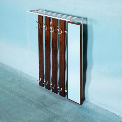 Vintage garderobe kapstok met spiegel l 60s midmod coat rack, Huis en Inrichting, Woonaccessoires | Kapstokken, Gebruikt, Wandkapstok