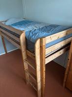 Houten Halfhoogslaper - Ideaal voor kleine ruimtes!, Huis en Inrichting, Slaapkamer | Stapelbedden en Hoogslapers, Ophalen, Gebruikt