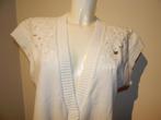 TwinSet gebreid wit vest open werk bovenkant bloemen kraal M, Kleding | Dames, Maat 38/40 (M), Twinset, Verzenden, Wit