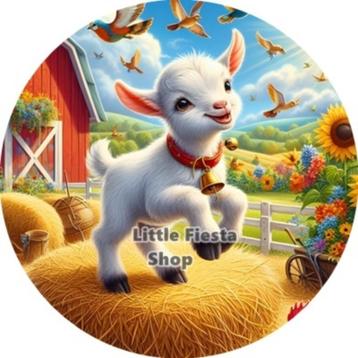 L131 icing frosting boerderij geitje 20cm eetbare taart top beschikbaar voor biedingen