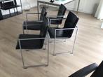 Arco frame eetkamerstoelen - 4 stuks, leer/rvs, Huis en Inrichting, Stoelen, Ophalen, Zwart, Leer, Zo goed als nieuw