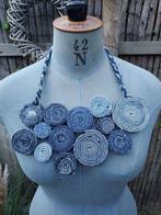 Uniek!! Superbijzondere ketting van spijkerstof, Verzenden, Nieuw, Blauw, Overige materialen