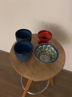 Diverse keramiek west Germany stijl blauw koppen, Ophalen of Verzenden