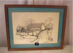 Mooie Tekening 'Hoeve met Schuur' - De Gruyter Hugo, Antiek en Kunst, Ophalen of Verzenden