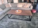 Salontafel hout met stalen onderstel, Huis en Inrichting, Tafels | Salontafels, Ophalen, 100 tot 150 cm, Eikenhout, 50 tot 100 cm