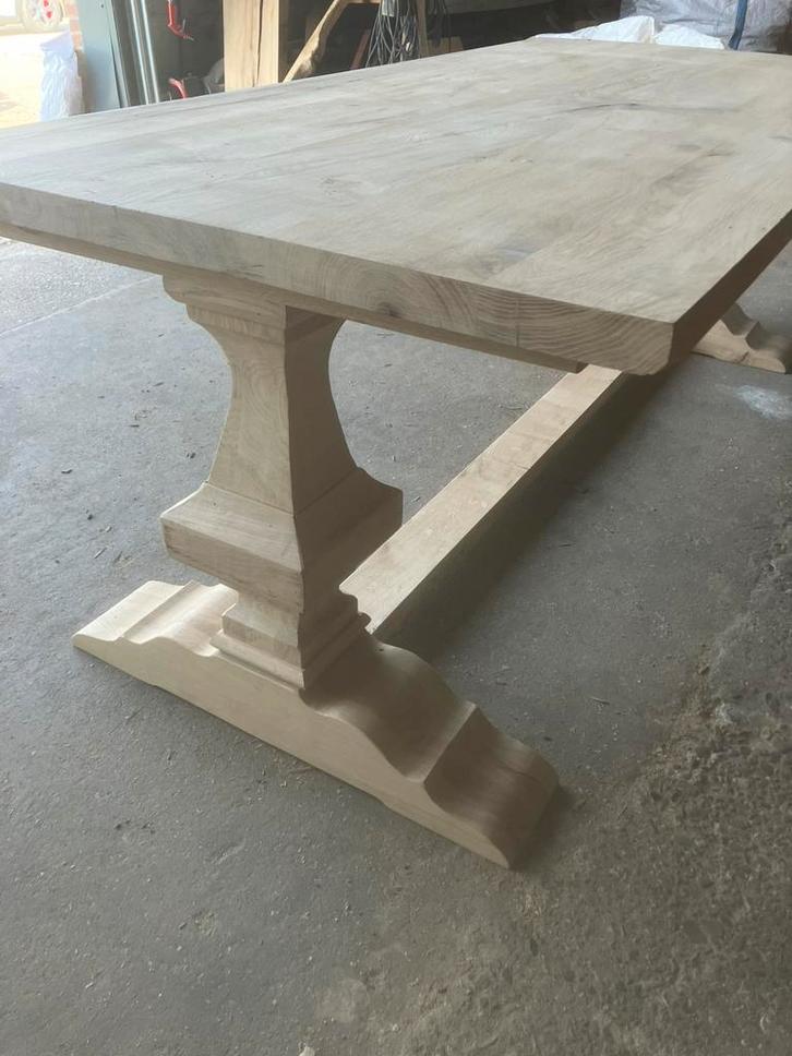 Eiken tafel onderstellen of tafel blad op maat, Huis en Inrichting, Tafels | Eettafels, Zo goed als nieuw, 50 tot 100 cm, 200 cm of meer