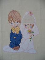 Borduurwerk "Bruidspaartje", Ophalen of Verzenden, Gebruikt, Handborduren, Onderdeel of Toebehoren