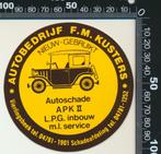 Sticker: Autobedrijf Kusters - Vierlingsbeek, Verzamelen, Stickers, Auto of Motor, Ophalen of Verzenden, Zo goed als nieuw