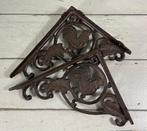 Franse vintage gietijzeren plank drager wandsteun met haan, Ophalen of Verzenden, Gebruikt
