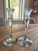2 kristallen kandelaars kaarsenhouders met frosted vlinder, Huis en Inrichting, Woonaccessoires | Kandelaars en Kaarsen, Ophalen of Verzenden