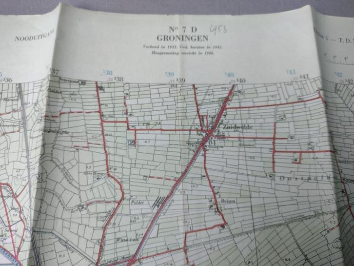 7 D Groningen Garmenwolde Haren Zuidwolde Plattegrond 1953, Antiek en Kunst, Kunst | Litho's en Zeefdrukken, Ophalen of Verzenden