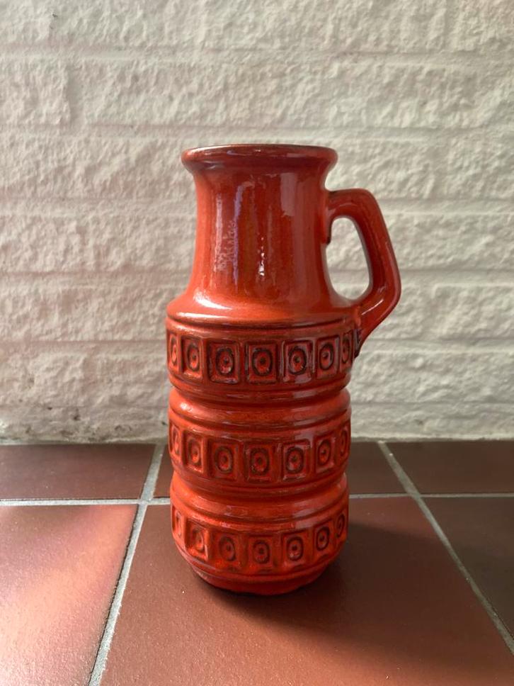 Oranje tundra vaas jaren 70 west germany, Antiek en Kunst, Antiek | Vazen, Ophalen of Verzenden