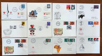 Zwitserland, 12 special editions enveloppen, gestempeld beschikbaar voor biedingen