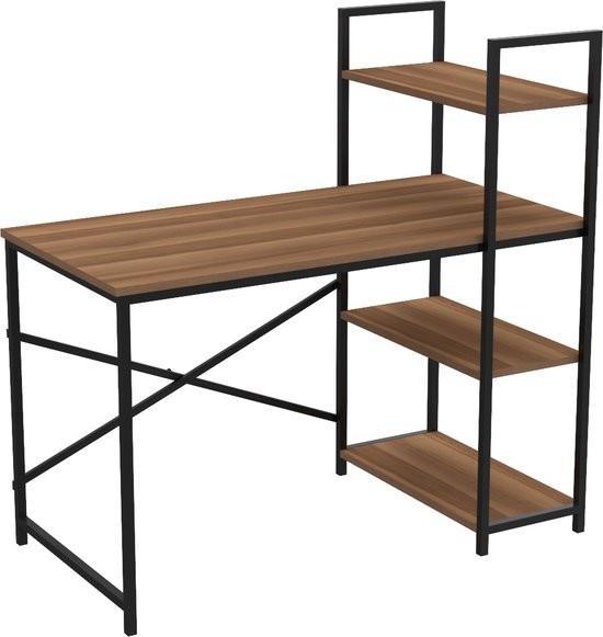 Bureau - Computertafel met planken  - Vintage - Bruin/zwart, Huis en Inrichting, Bureaus, Nieuw, Bureau, Ophalen