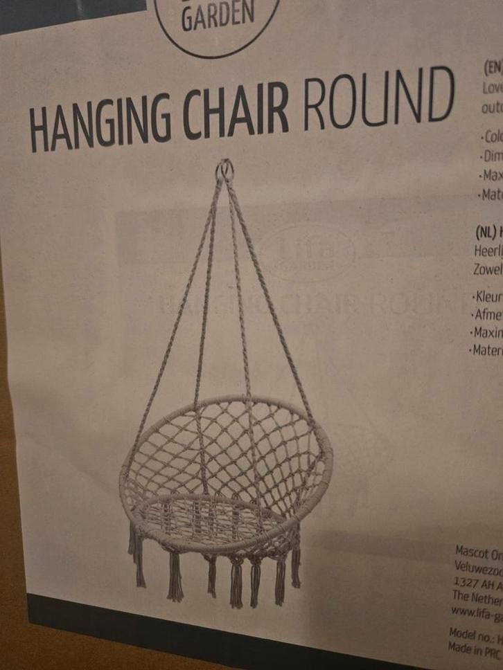 Ronde hangstoel, Tuin en Terras, Hangmatten, Nieuw, Eenpersoons, Binnen, Buiten, Ophalen
