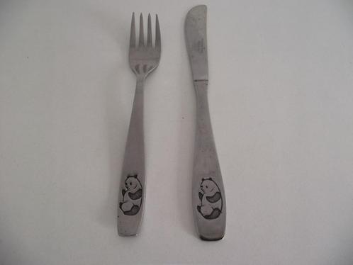 vintage RVS kinderbestek set Panda vork mes Viners Hong Kong, Antiek en Kunst, Antiek | Bestek, Ophalen of Verzenden