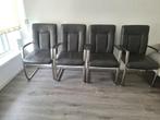 Set van 4 Antraciete Leren Eetkamerstoelen, Antiek en Kunst, Ophalen