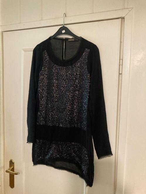 Zwarte doorzichtige glitter blouse / tuniek Supertrash, 38, Kleding | Dames, Blouses en Tunieken, Zo goed als nieuw, Maat 38/40 (M)