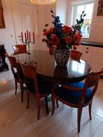 Prachtige Heldense tafel 6 pers met glasplaat., Ophalen, 50 tot 100 cm, Zo goed als nieuw, 150 tot 200 cm