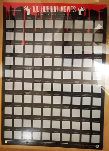 100 Horror Movies Scratch Off Bucket List Kras Poster beschikbaar voor biedingen