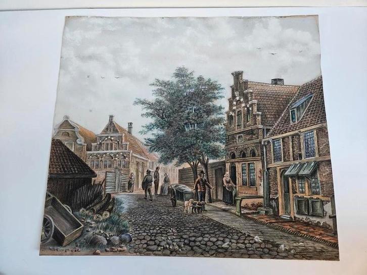 Antieke Dubbele Tekening - Achterkant Blad Ook Getekend, Antiek en Kunst, Kunst | Tekeningen en Foto's, Ophalen of Verzenden