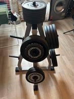 Technogym plate tree + 38,7 kilo halterschijven, Ophalen, Zo goed als nieuw