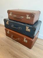 Vintage koffer fibre board (geperst karton), bruin, Antiek en Kunst, Ophalen