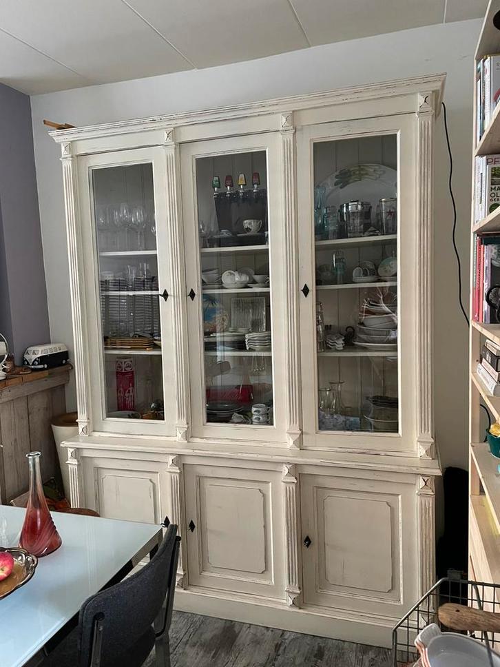 Brocante buffet/ servies/boeken kast, roomwit, Huis en Inrichting, Kasten | Buffetkasten, Zo goed als nieuw, 200 cm of meer, 150 tot 200 cm
