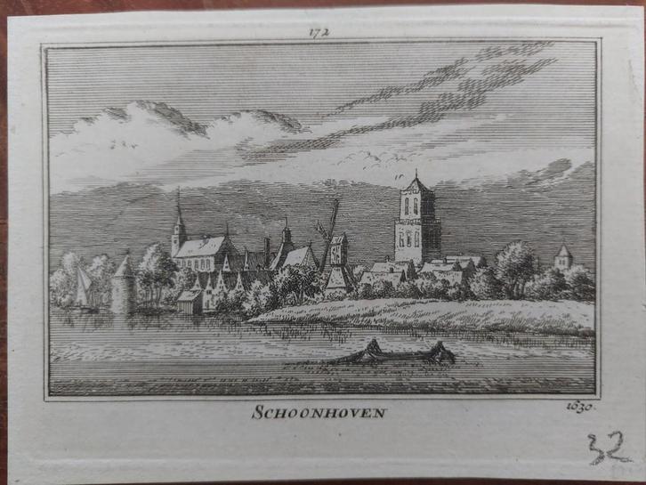 172 / Schoonhoven Gravure van A. Rademaker, Antiek en Kunst, Kunst | Etsen en Gravures, Ophalen of Verzenden